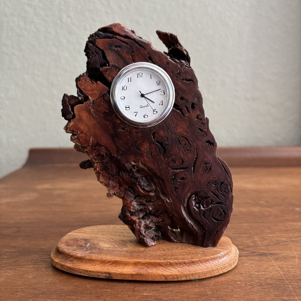 MCM Nature Art And Craft Live Edge Wood Clock With Quartz Clock